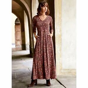 Peruvian Connection Maxi Dress Large Floral Cottage Romantic Earthy Rustic Chore